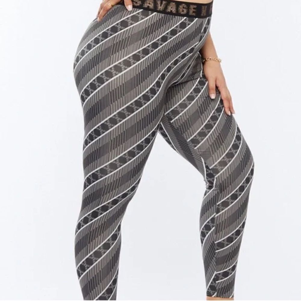 Savage X Fenty Jersey Leggings Grey Black Women’s XL